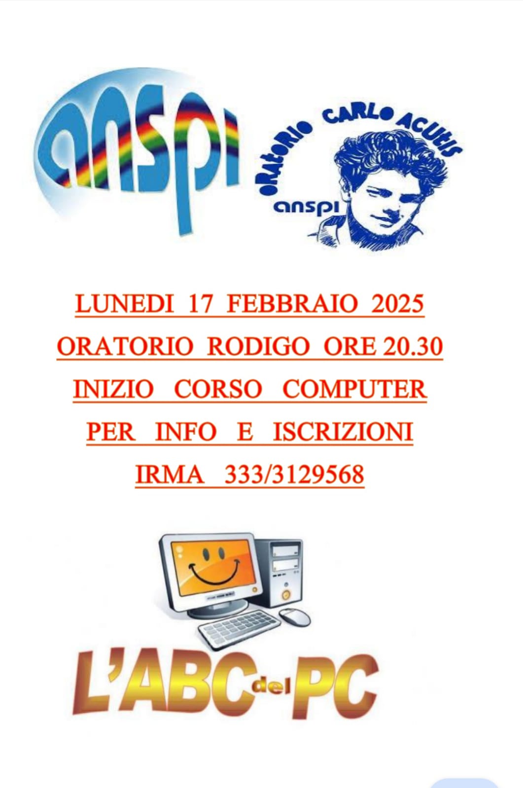 corso base PC oratorio da febbraio ad aprile 2025